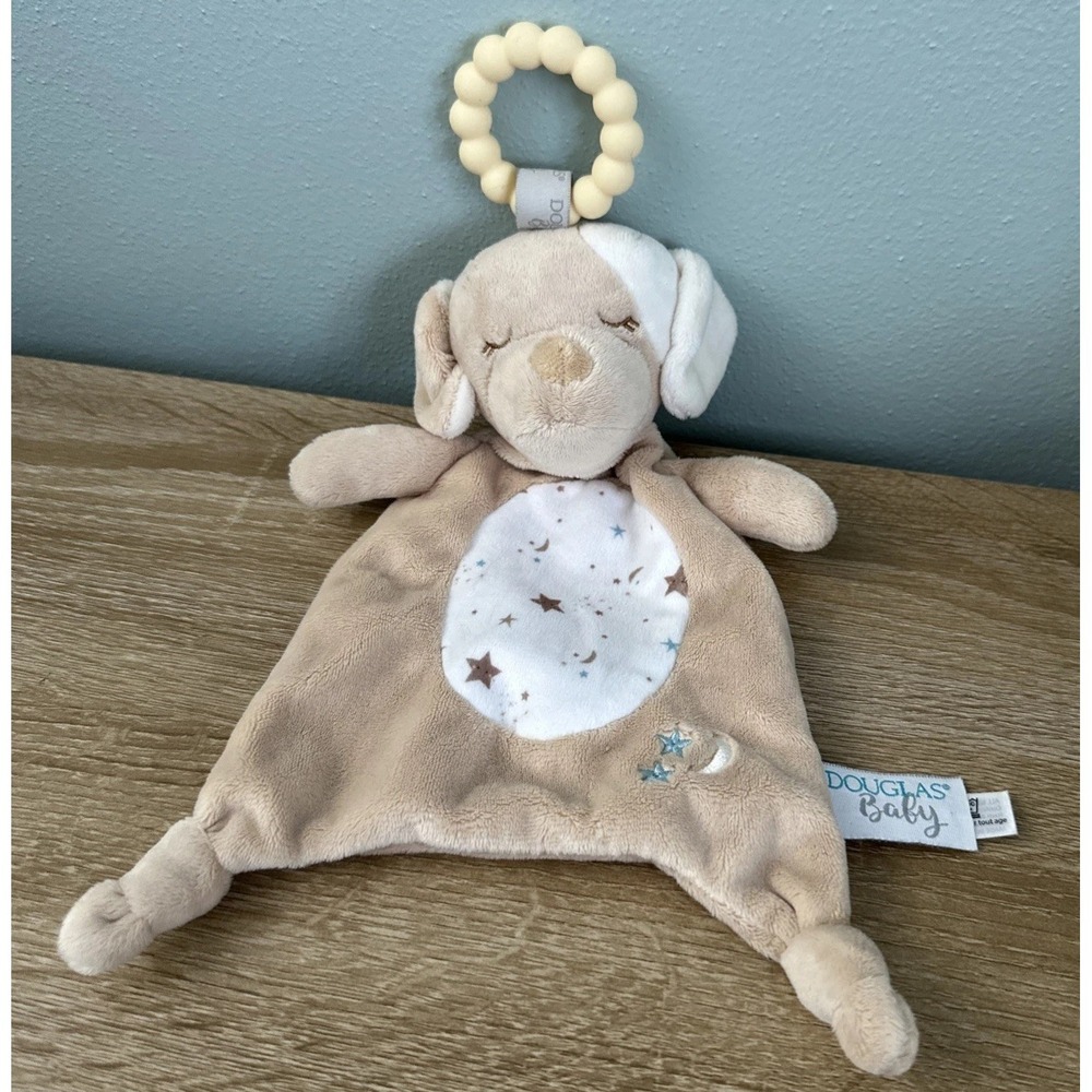 Douglas Baby Auggie Tan Puppy Teether Security Blanket Lovey Lovie‎